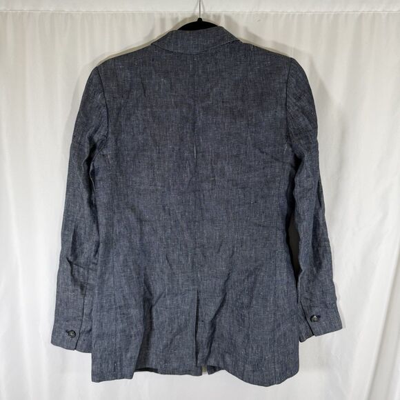 Banana Republic 100% Linen Blazer Women's 2 Blue Single Button Lightweight - Picture 7 of 9